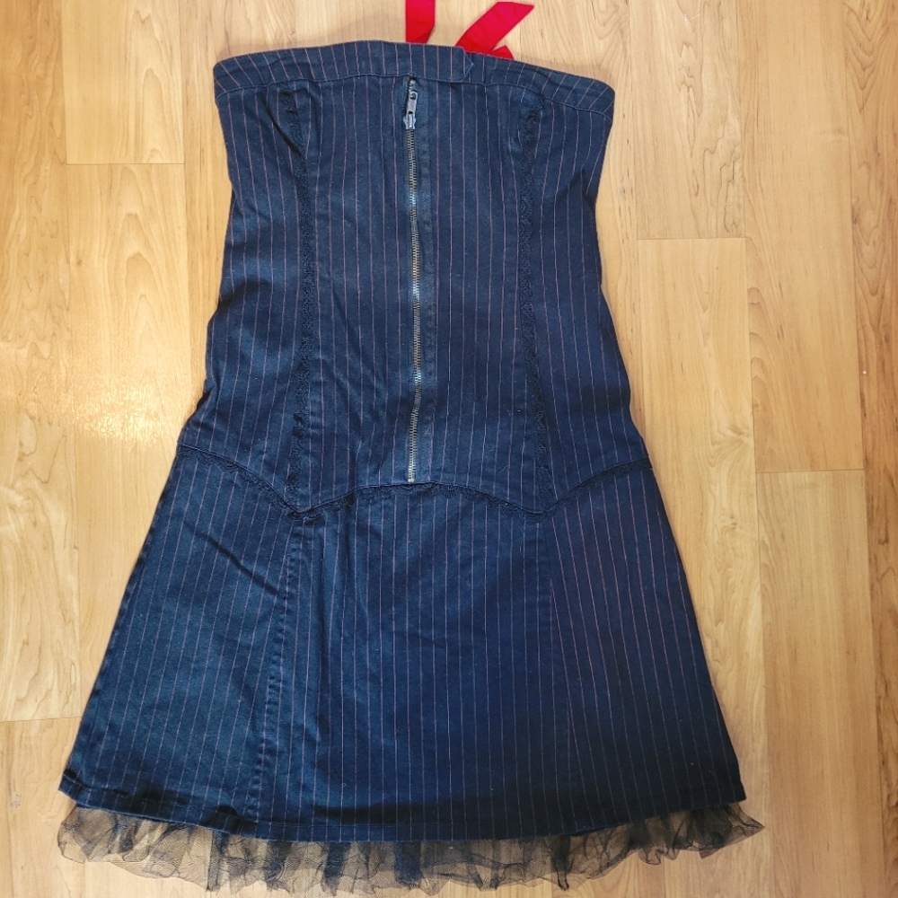 Goth-style pin-striped dress